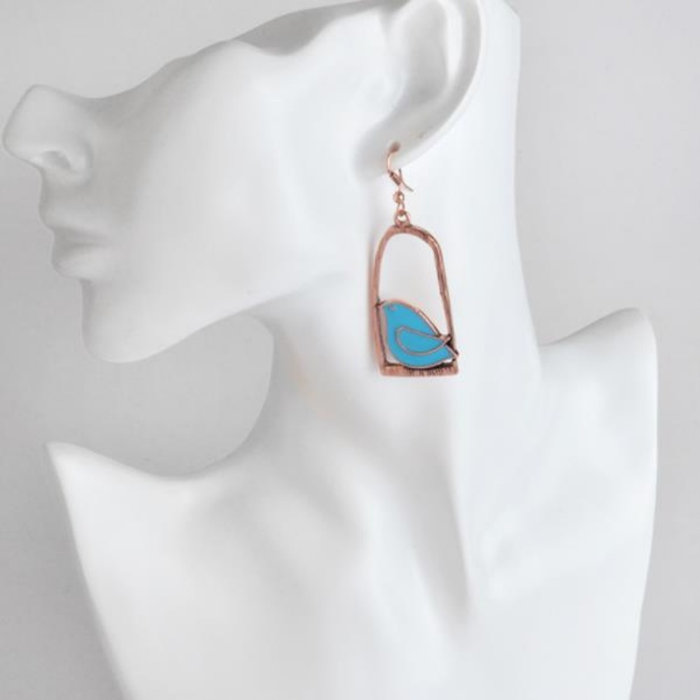 NEW cute bird and cage earrings - Picture 2 of 4